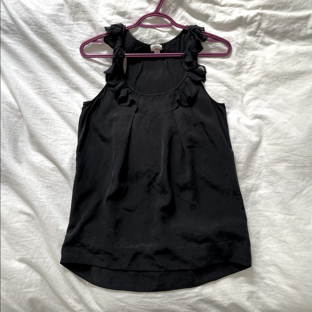 ✨SOLD✨ Wilfred Black Silk Ruffle Top